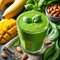 DALL·E 2024-11-09 22.51.18 – A vibrant photo of a green smoothie made with fresh spinach, banana, mango, and almond milk. The smoothie is served in a clear glass, showcasing its f DALL·E 2024-11-09 22.51.18 - A vibrant photo of a green smoothie made with fresh spinach, banana, mango, and almond milk. The smoothie is served in a clear glass, showcasing its f